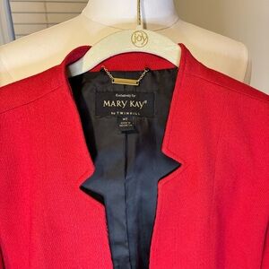 Mary Kay Red Blazer Structured Collarless Design